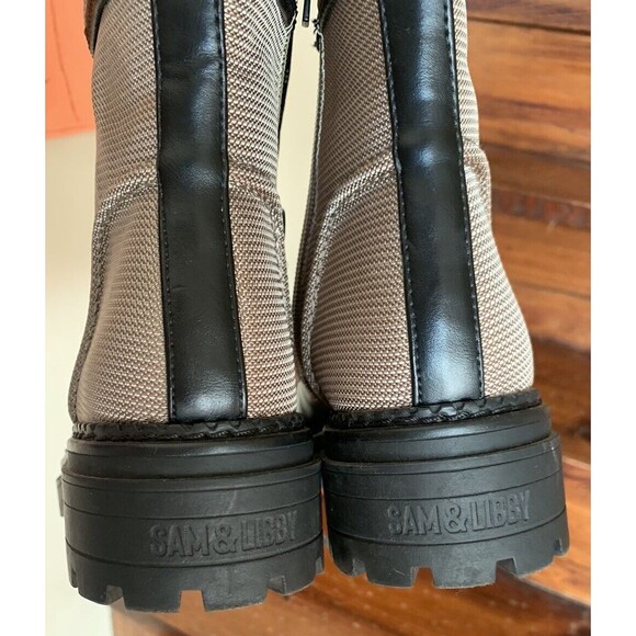 Sam & Libby Combat Boots Stella Dark Khaki Zip Up Embroidered Women's Size 8.5 - Picture 4 of 8